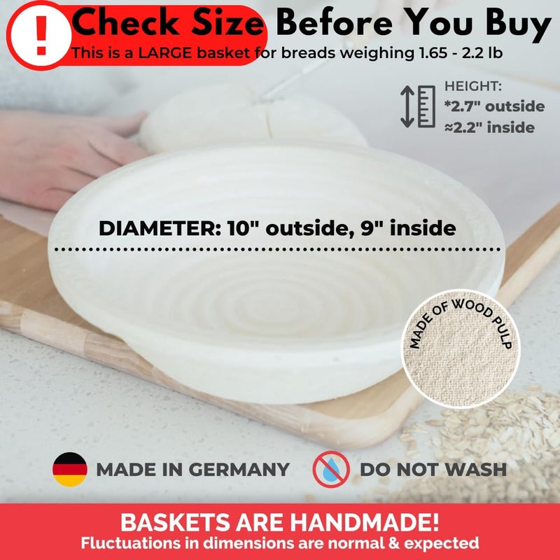 Bulka Large Round 9" 1kg Groove Banneton Bread Proofing Basket Pressed Wood Pulp, Sourdough Proofing Basket - Non-Stick Bread Proofing Bowl Sourdough Bread Baking Supplies, Made in Germany. - Image 2